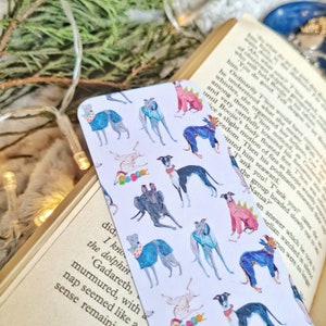 Sighthound bookmark, Dog Lover or New Puppy Gift, Whippet, Lurcher, Longnose, Sighthound, Gouache art image 3