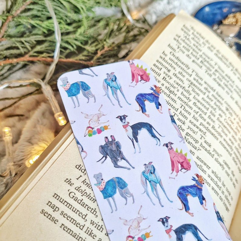 Sighthound bookmark, Dog Lover or New Puppy Gift, Whippet, Lurcher, Longnose, Sighthound, Gouache art image 3