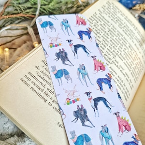 Sighthound bookmark, Dog Lover or New Puppy Gift, Whippet, Lurcher, Longnose, Sighthound, Gouache art image 2