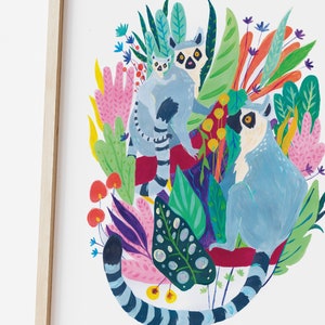 Lemur Art Print, Personalised Baby Zoo Print, Wildlife Nursery, Safari Decor Wall Art for Baby Shower or New Baby, image 5