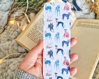 Sighthound bookmark, Dog Lover or New Puppy Gift, Whippet, Lurcher, Longnose, Sighthound, Gouache art