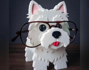 Eyeglasses  West Highland White Terrier Glasses Holder Stand – Cute Westie Dog Eyeglass Organizer for Desk or Nightstand Decor | dog gift