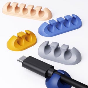 Desktop Cable Organizer | Multi-Size Charging Cable Holder | Desk Cord Management Clip for Home Office | 1-slot, 2-slot, 3-slot |