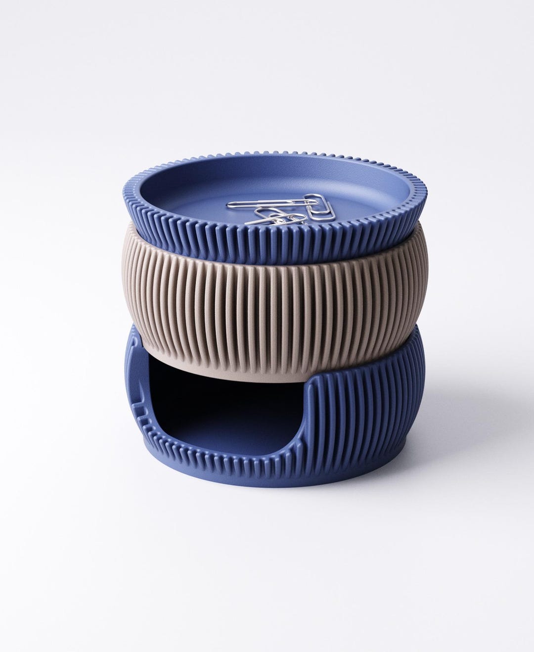 Stackable Desk Containers Vertical Ribbed Stackable Desk Organizer Bowl With Lid - Modern Modular ...