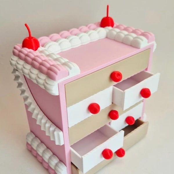 Pastel Cherry Cake Jewelry Box | Kawaii Dessert Organizer for Rings Earrings | Cute Vanity Drawer Storage Gift