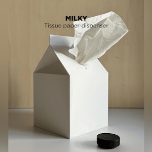 Distributeur de mouchoirs en papier en carton de lait - Boîte de mouchoirs en papier minimaliste moderne - Jolie décoration de salle de bain pour cuisine - Porte-serviettes fantaisie en papier - Cadeau original pour la maison