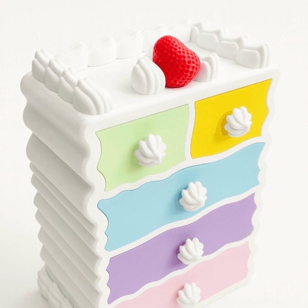 Cute Cake Jewelry Organizer with Drawers, Kawaii Trinket Box, Fake Cake Storage, Desk Organizer, Gift for Her, Vanity Decor