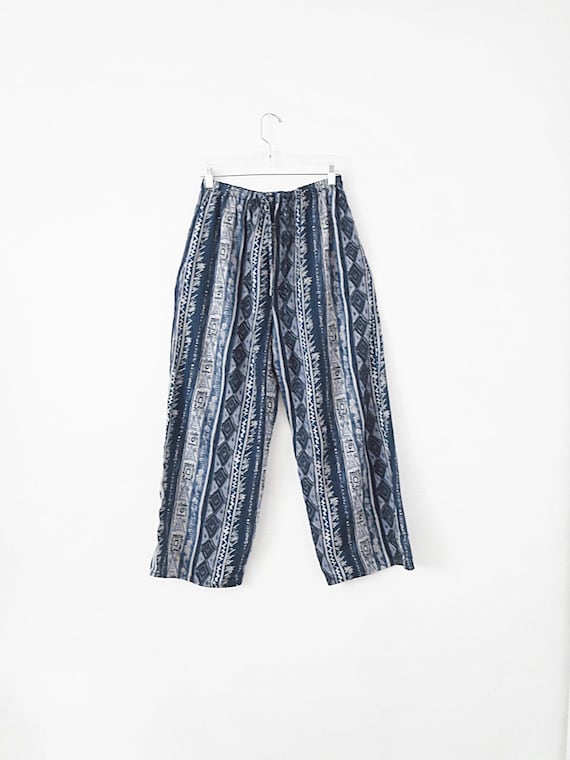 90's Vintage Relaxed Pants - Silk Pants - Flowy Pa