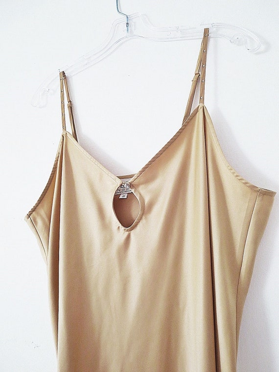 90's satin slip dress golden satin maxi skirt with … Gem