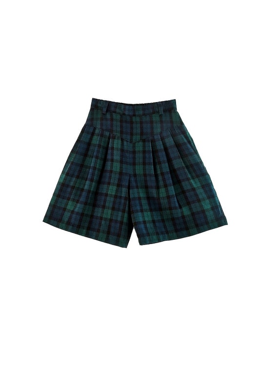 School Plaid Shorts / High Waist Shorts / 90's Sh… - image 2