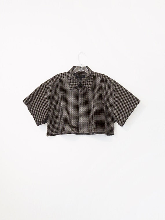 Upcycled Vintage Button Up Crop Top - Boxy Crop To