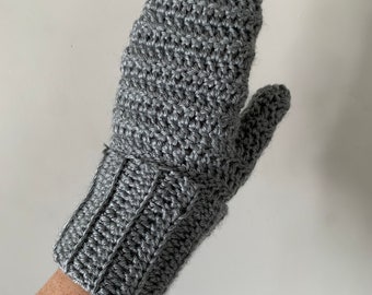 Adult Herringbone Mittens, Crochet Mittens