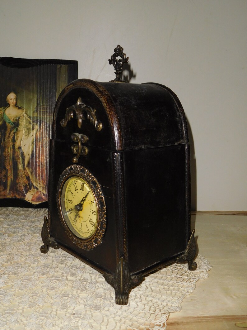 Wooden Jewelry Box with Clock/Fully Functional/Vintage image 3