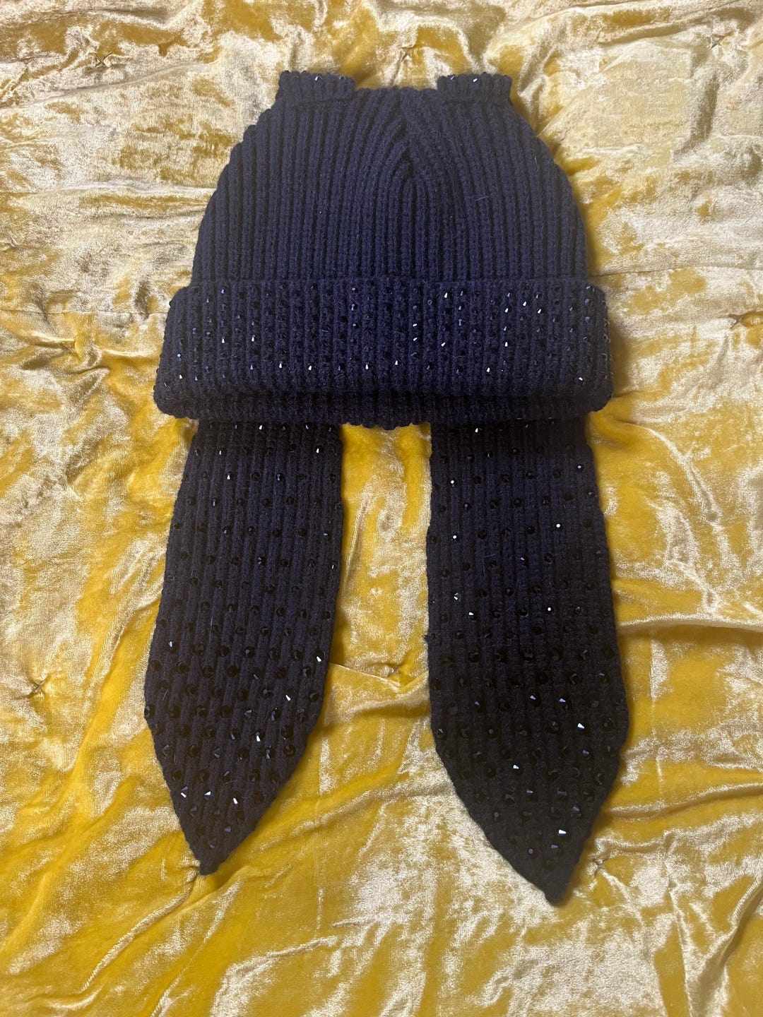 Cute Rhinestone Bedazzled Long Ear Bunny Beanie - Black - Etsy