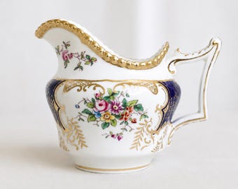 Antique Coalport Creamer Jug Pattern 2480 – T. Goode & Co London – English Bone China – Cobalt BlueGilt