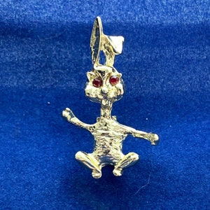 Goudkleurige konijn broche rode ogen paashaas pin zittend haas gevouwen oor