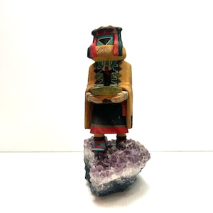 Hand-Carved Kachina Doll On Amethyst Base