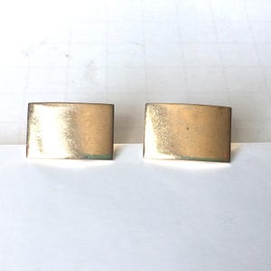 Anson Gold Tone Rectangular Curved Cufflinks, Rectangle Cuff Links, Men&#39;s Accessories, Groomsman, Shiny Gold Cufflinks