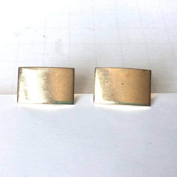 Anson Gold Tone Rectangular Curved Cufflinks, Rec… - image 1
