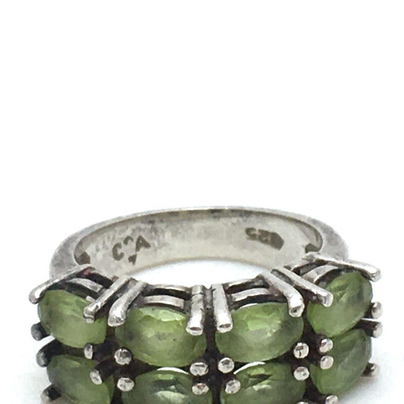 Double Row Peridot Ring, 8 Oval Stone Light Green… - image 9
