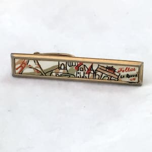 Gold Tone French Modern Tie Bar, Follies La Revue Design Tie Clip, Colorful Paris Tie Clasp, Hickok Tie Tack, Artistic Tie Clip