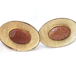 Vintage Gold Tone Goldstone Cufflinks, Vintage Oval Cuff Links,  Anson Brand Sparkle Glitter Men&#39;s Accessories, Groomsman