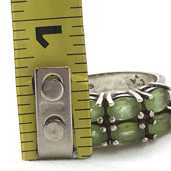 Double Row Peridot Ring, 8 Oval Stone Light Green… - image 7