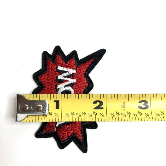 Wow Embroidered Patch Speech Bubble Red Black Whi… - image 5