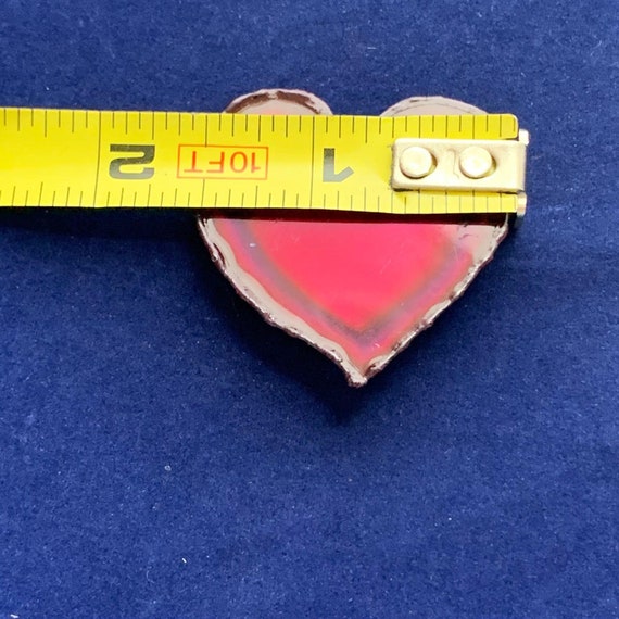 Pink Red Metal Heart Brooch Modernist Valentine’s… - image 6