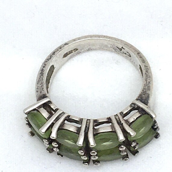 Double Row Peridot Ring, 8 Oval Stone Light Green… - image 4