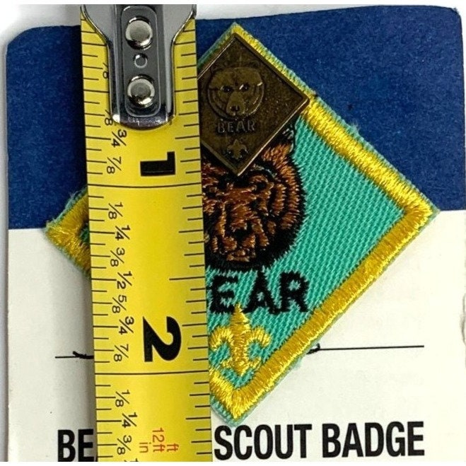 Bear Cub Scout Pin and Patch Sew on Embroidered Yellow Green Patch - Etsy
