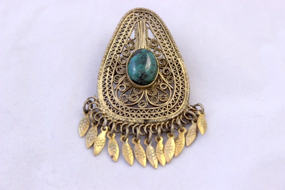 Teardrop Vermeil Openwork Pendant, Openwork Brooc… - image 2