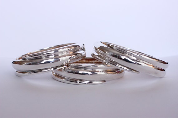 Silver Tone Spring HInged Bracelet, Stainless Ste… - image 2