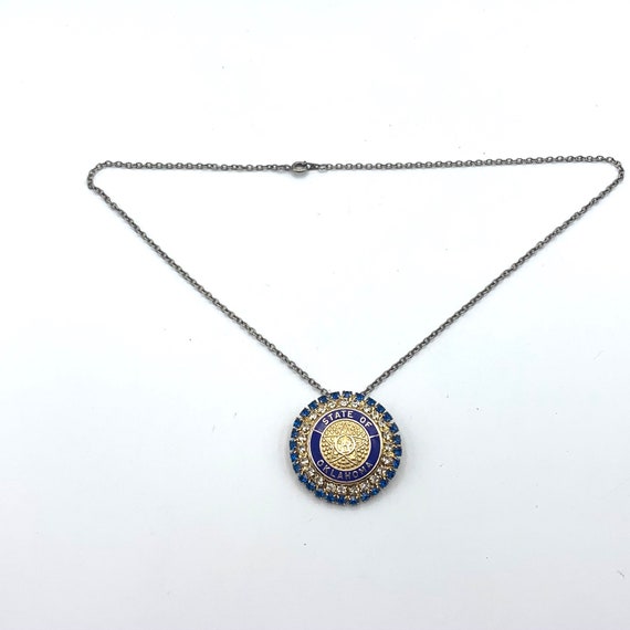 State of Oklahoma Necklace, Blue and Gold Bling R… - image 7