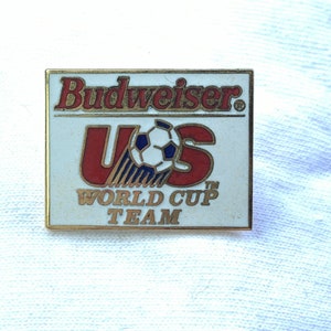 Budweiser US Soccer World Cup Team Pinback Button Pin Rectangle Enamel