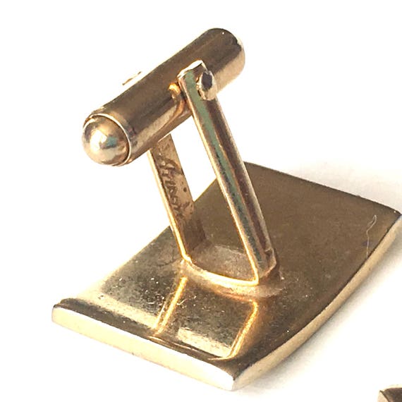 Anson Gold Tone Rectangular Curved Cufflinks, Rec… - image 4