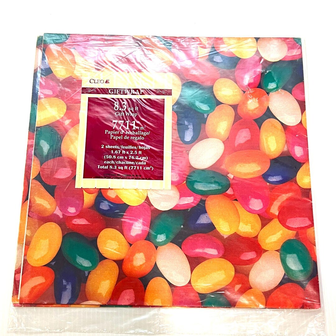 Cleo Jelly Bean Print Gift Wrap Colorful Candy Vintage Flat Wrapping ...