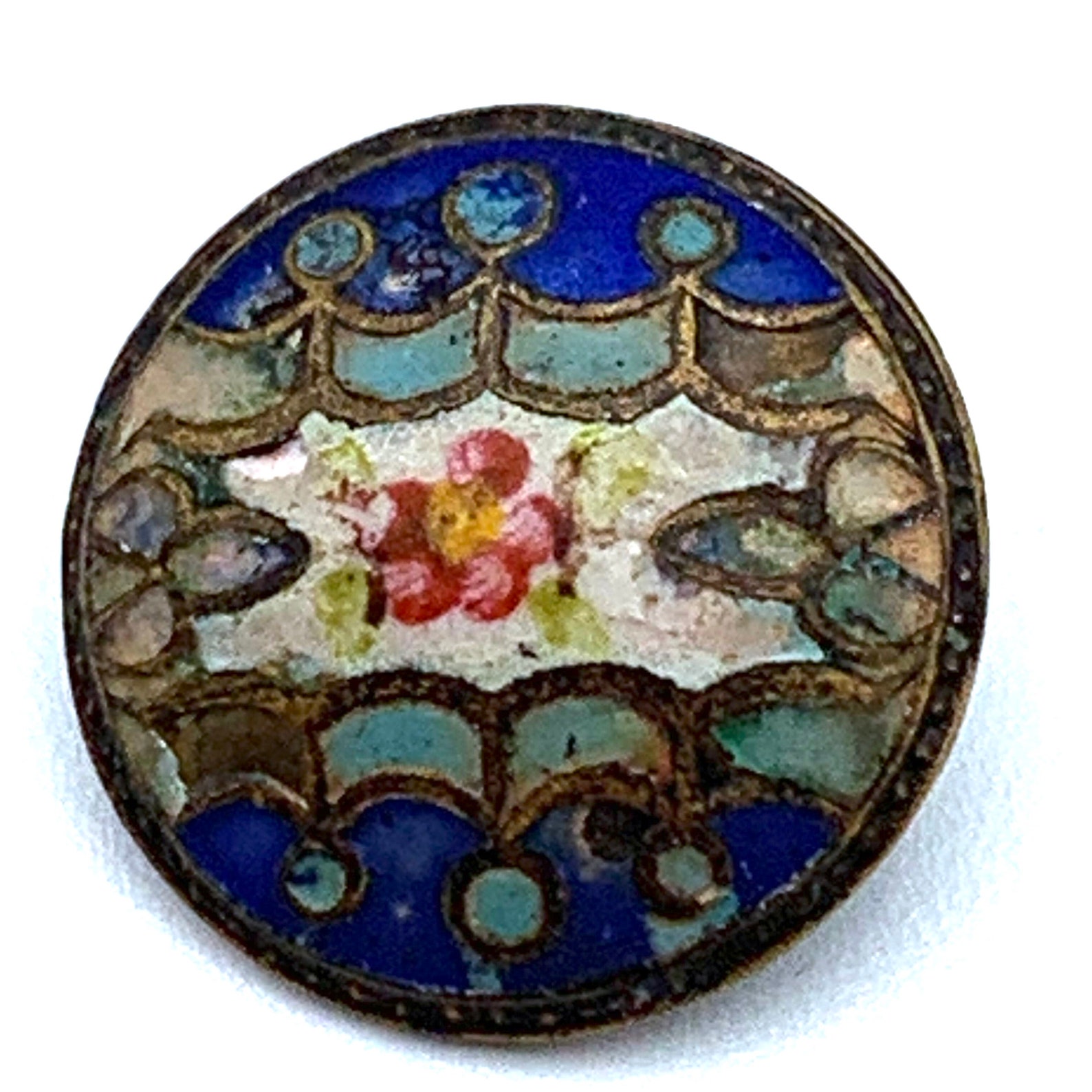 3 Handpainted Cloisonne Enamel Buttons Antique Victorian Etsy