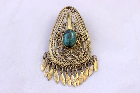 Teardrop Vermeil Openwork Pendant, Openwork Brooc… - image 1