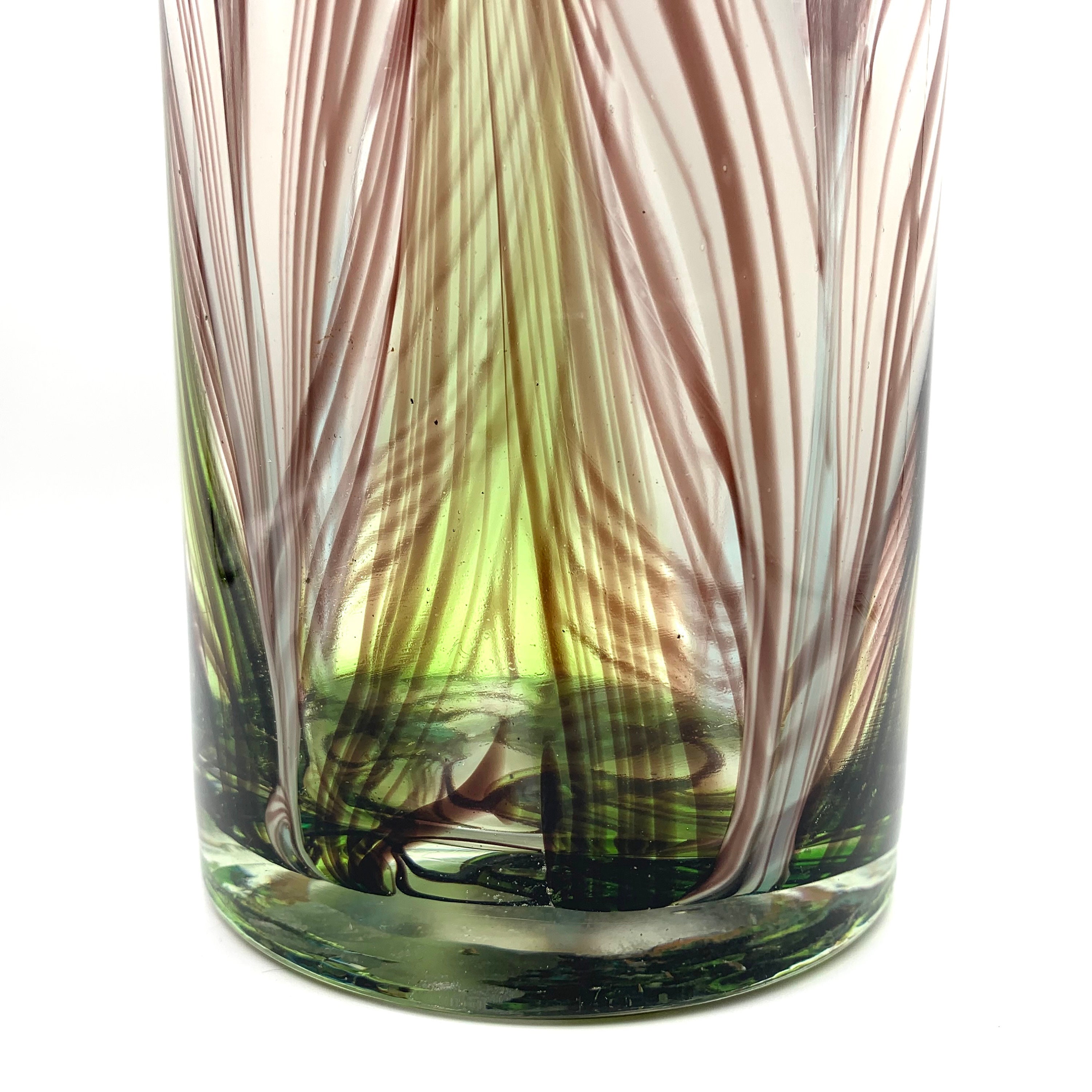 Tall Blown Glass Vase Handmade Swirl Blue Green Brown White Etsy