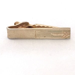 Shields Gold Tone Etched Tie Bar Leaf Design Edge Tie Tack 1.75&quot;, Men&#39;s Accessory, Tie Bar, Tie Clasp, Men&#39;s Accessories, Steampunk