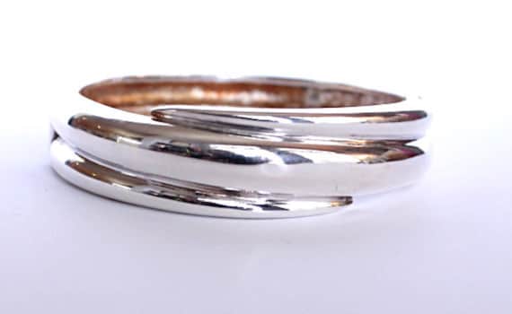 Silver Tone Spring HInged Bracelet, Stainless Ste… - image 1