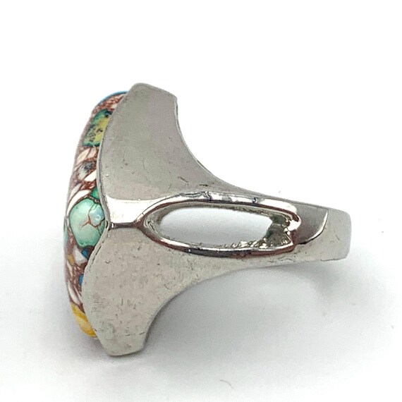 Colorful Tilted Square Ring Silver Tone Rhombus S… - image 9