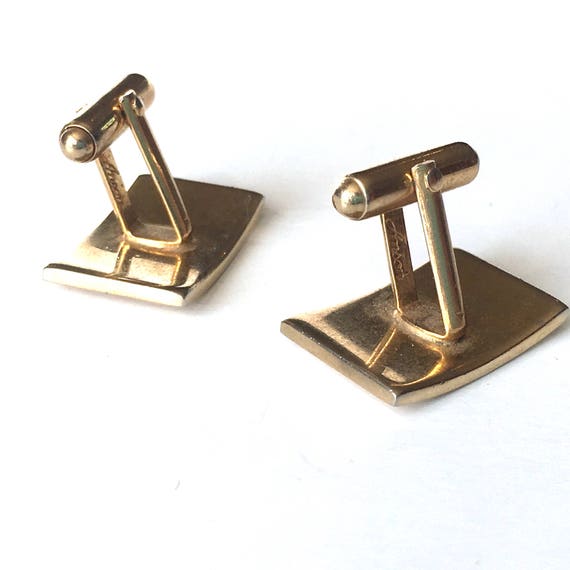 Anson Gold Tone Rectangular Curved Cufflinks, Rec… - image 3