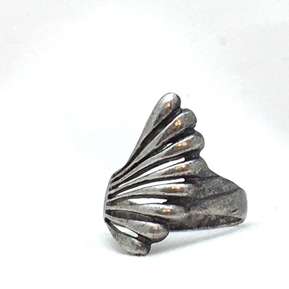 Southwest Silver Ring Sterling Wave Swirl Motif No