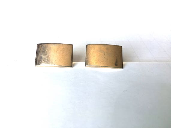 Anson Gold Tone Rectangular Curved Cufflinks, Rec… - image 2