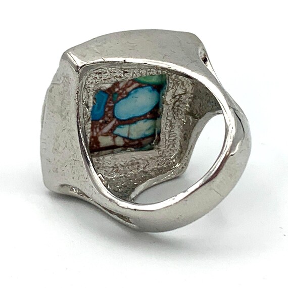 Colorful Tilted Square Ring Silver Tone Rhombus S… - image 8