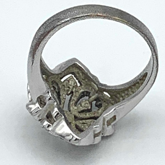 Art Nouveau Marcasite Silver Scrollwork Ring, Ope… - image 3