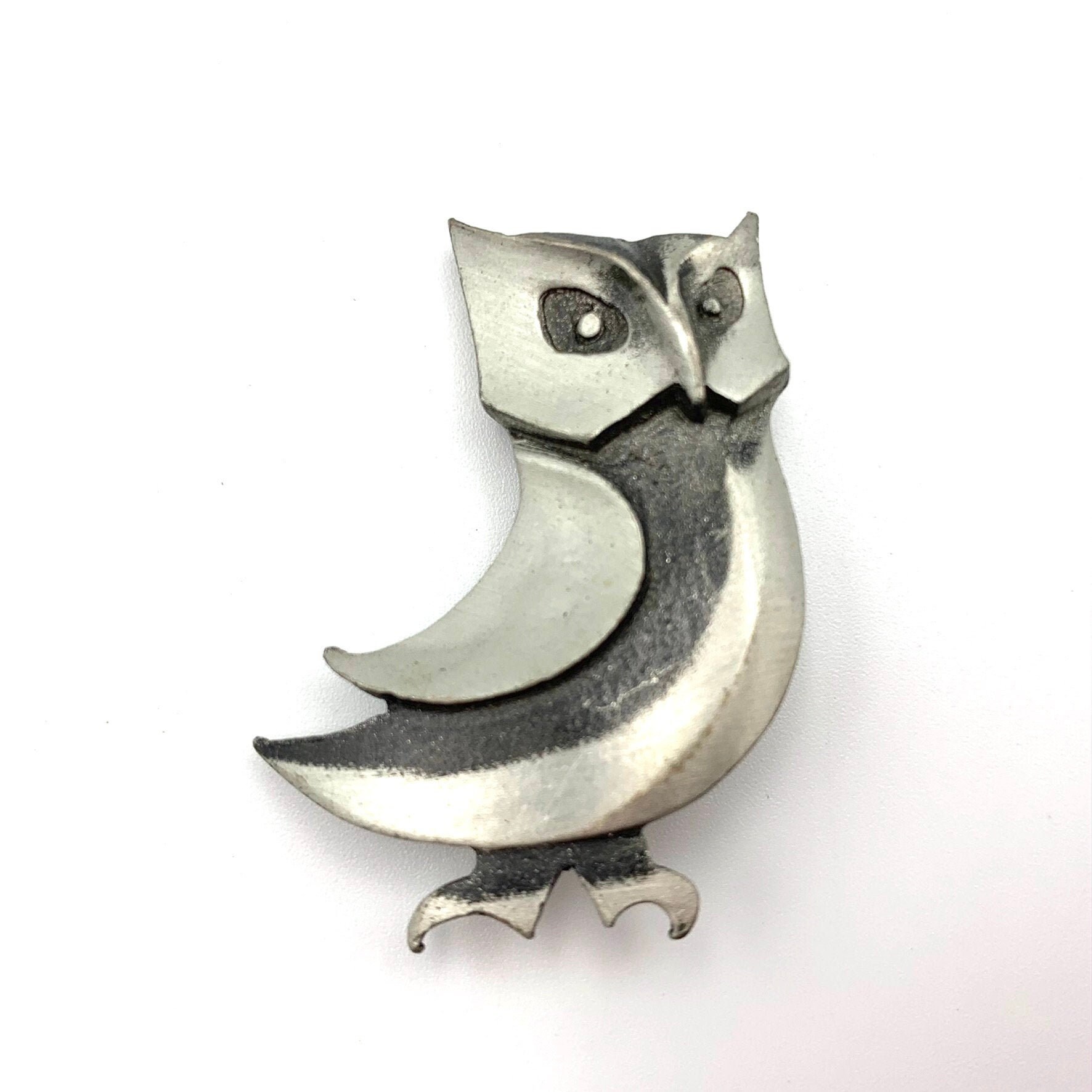 Broche Vintage Hibou En étain Anglais - Bijou Animalier, Style Rétro, Excellent état