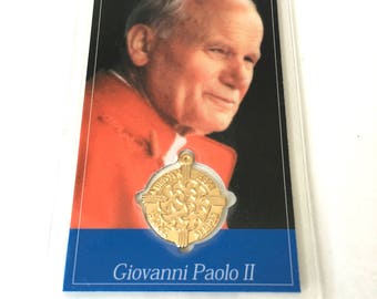 Pope John Paul Giovanni Paolo II Iubilaeum Art Metal  Christus Heri Hodie Semper Medallion Laminated Catholic Holy Religious Medal Gold Tone